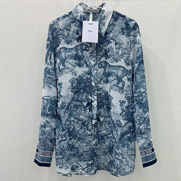 入手困難 ディオール Toile de Jouy 偽物 モチーフ ロングブラウス deg96561